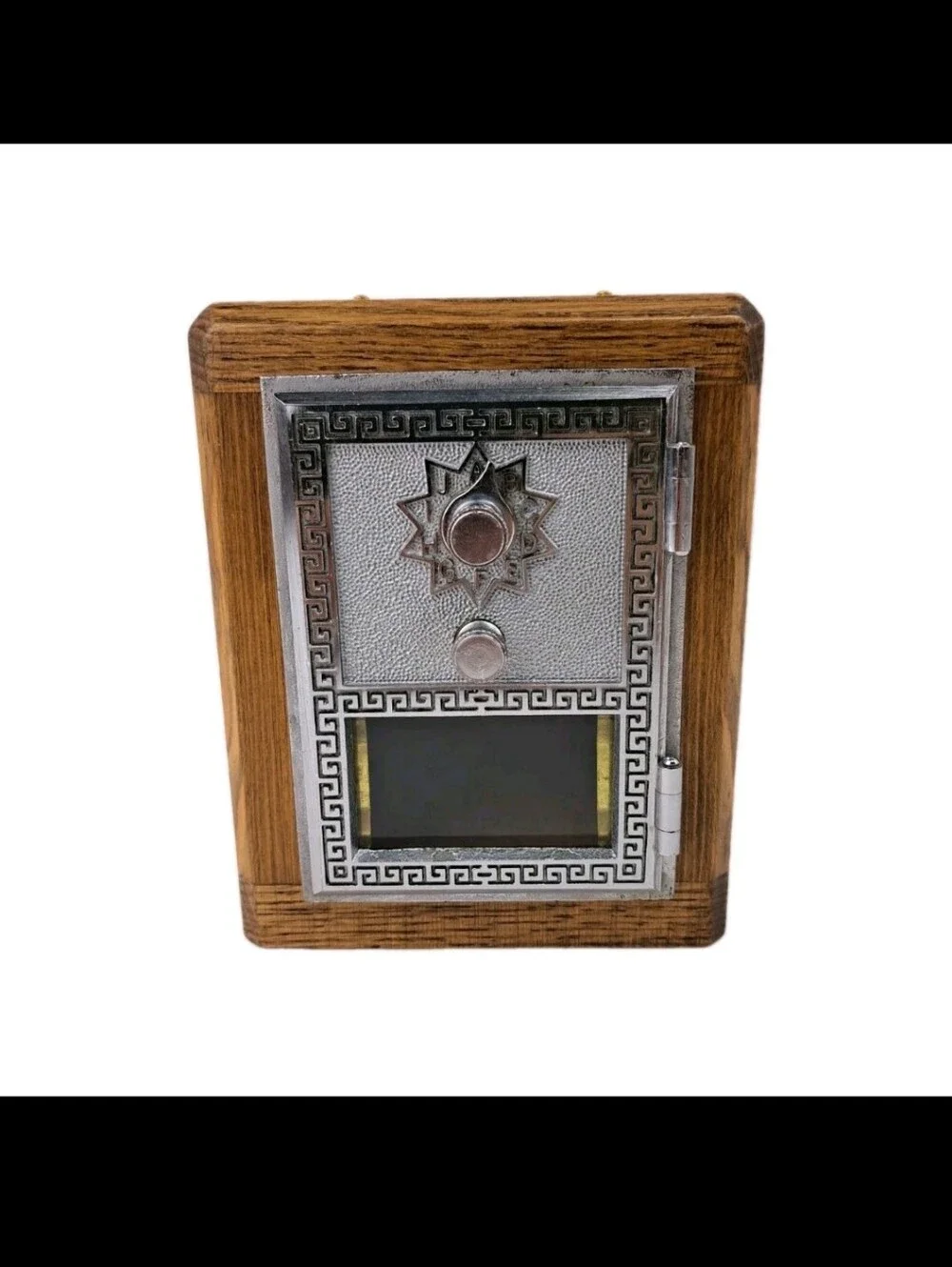 Vintage Mini Vault Coin Bank Puzzle Safe Lock Box Wooden Novelty Piggy Bank